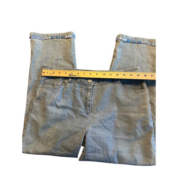 Ruby Rd. Capri Women's Beaded Hem Denim Pants Size 8 Blue Jeans Light Wash - Picture 5 of 9